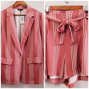 New Torrid Rusty Pink Stripped Blazer And Shorts Set. Loved it,but it didn't fit